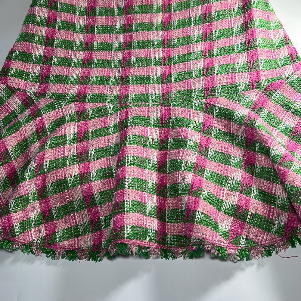 Kate Spade Pink and Green Plaid Tweed Dress/ 10 - Picture 13 of 14